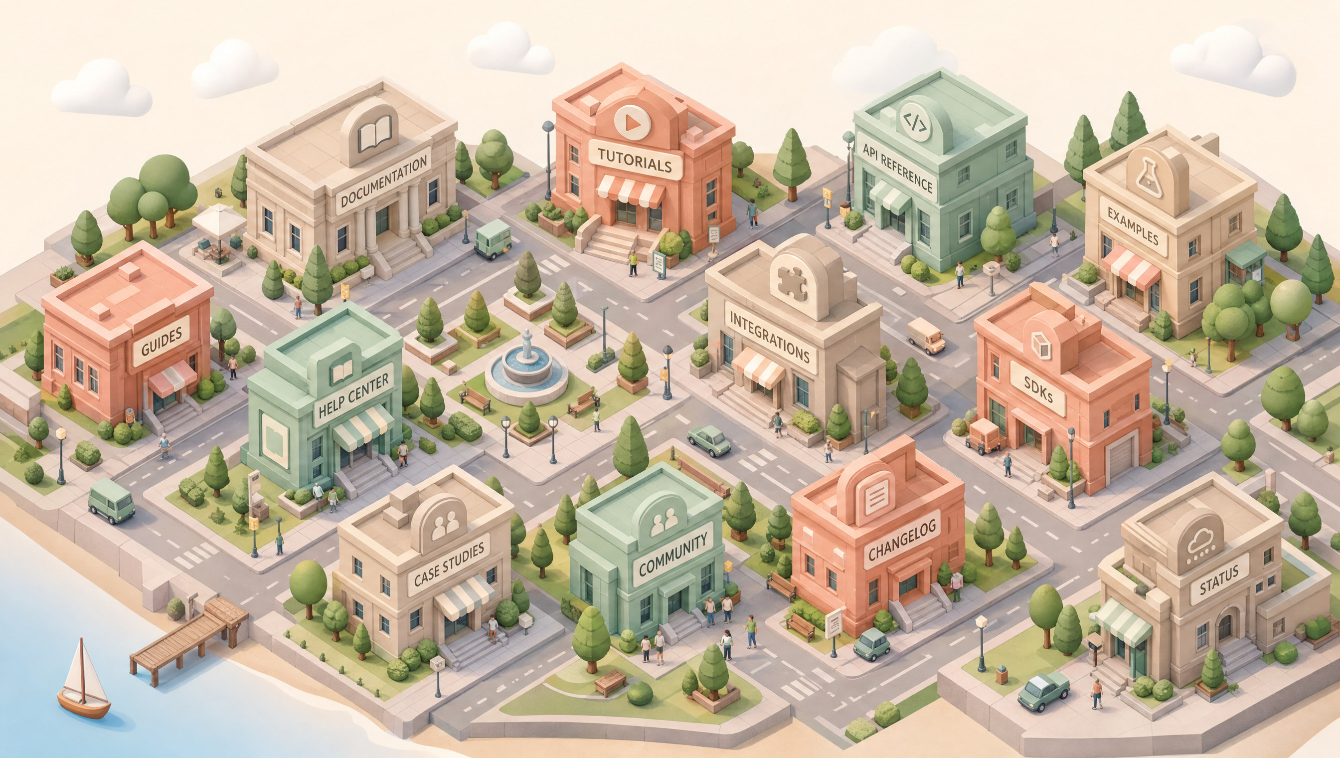 True multi-depth isometric KnoSky city skin — buildings, streets, and districts in 3D isometric view for humans exploring the map